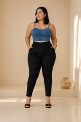 Pantalón Negro Moldeador con control de abdomen skinny stretch
