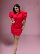 Vestido talego mango rojo