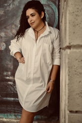 Vestido Talego Boyfriend blanco hueso