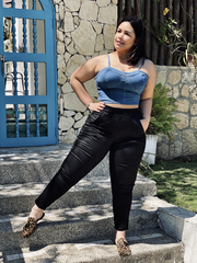 Pantalón Negro Moldeador con control de abdomen skinny stretch