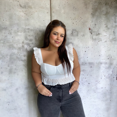 Top corset blanco en ojalillo