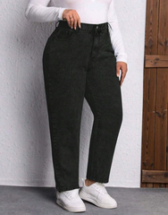 jean mom negro liso
