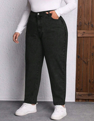 jean mom negro liso