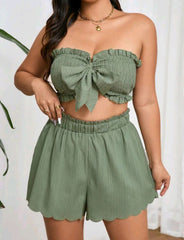 Set de top y shorts con borde láser