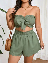 Set de top y shorts con borde láser