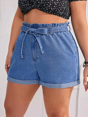 Short de jean con cinturón