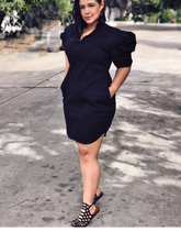 Vestido talego mango negro