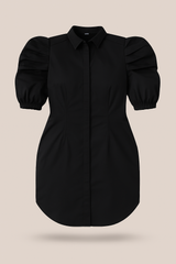 Vestido talego mango negro