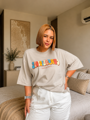 Camiseta oversize Curvylicious gris plata