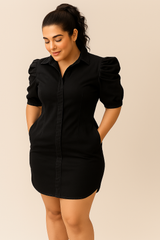 Vestido talego mango negro