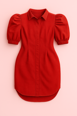 Vestido talego mango rojo