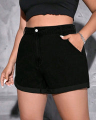 Short negro con dobladillo