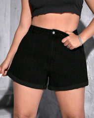 Short negro con dobladillo