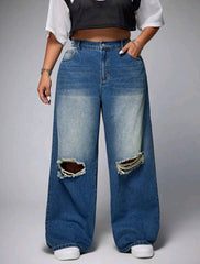 Jean roto en rodillas suelto