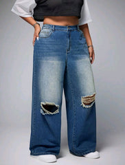 Jean roto en rodillas suelto