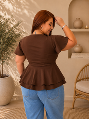 Blusa fiore mocha mousse