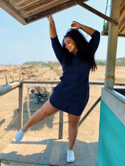 Vestido talego mango light azul turqui