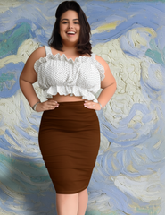 Falda lápiz moldeadora mocha mousse