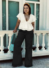 Pantalón talle medio bota recta negro