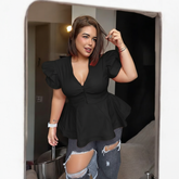 Blusa Ariel negra con cremallera