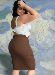 Falda lápiz moldeadora mocha mousse