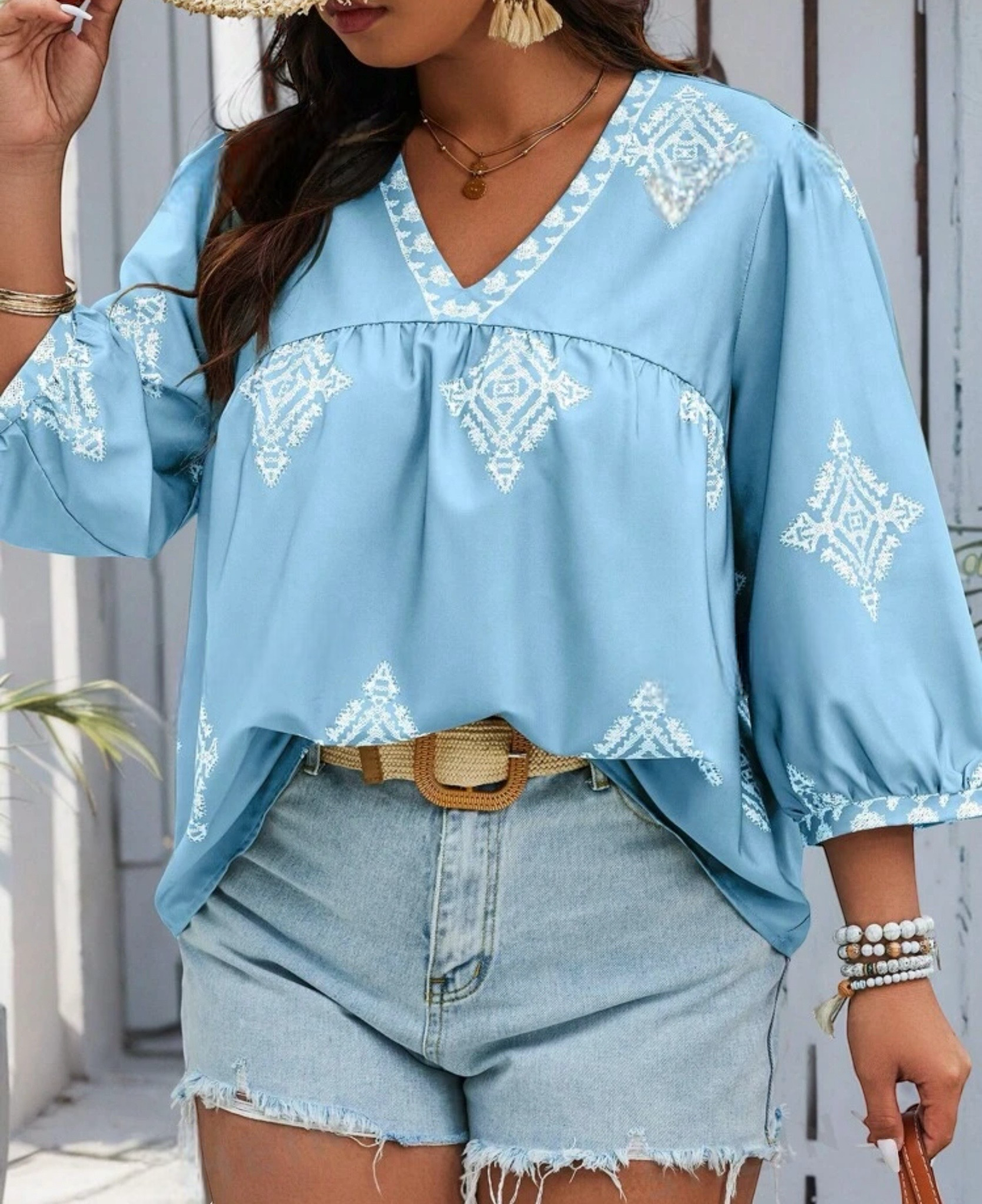 blusa cuello v tallas grandes