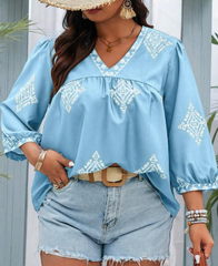 blusa cuello v size plus