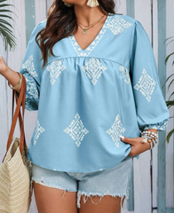 blusa cuello v big size