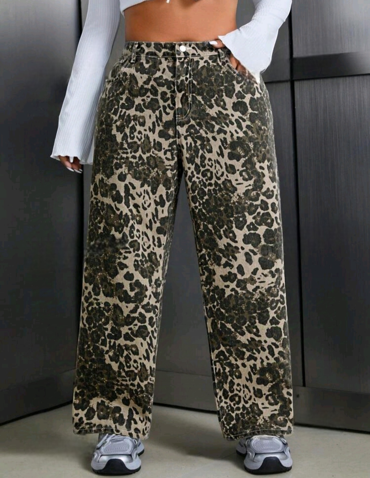 Jean de pierna recta animal print