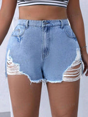 Short de jean con desgarros
