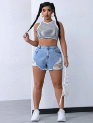 Short de jean con desgarros