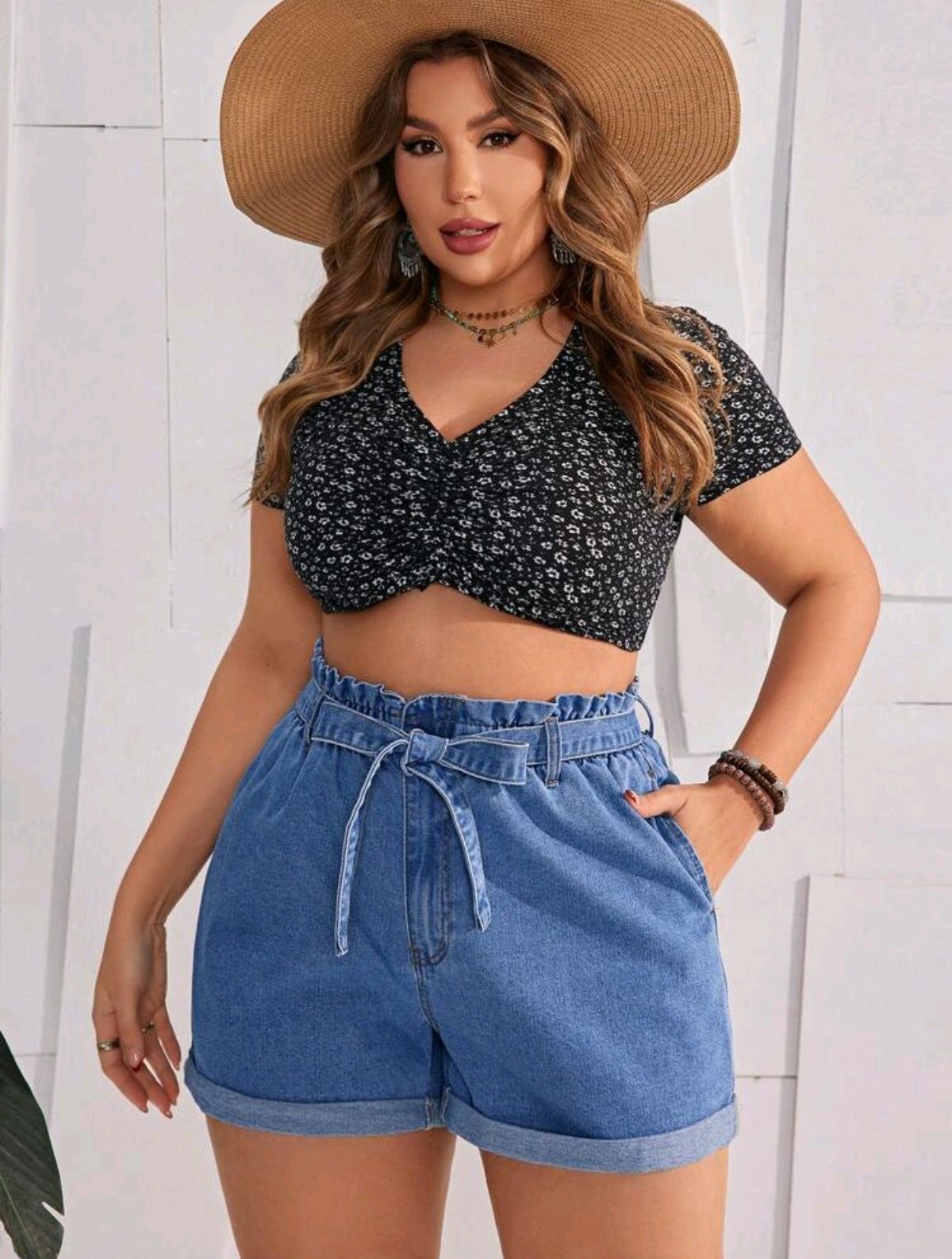 Short de jean con cinturón