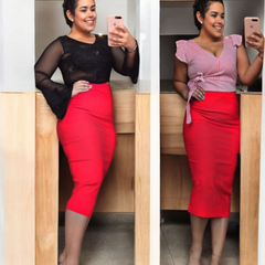 Falda Lapiz Moldeadora Roja