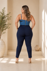 Pantalón Azul Moldeador con control de abdomen skinny stretch