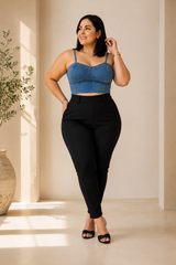 Pantalón Negro Moldeador con control de abdomen skinny stretch