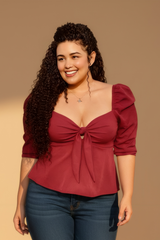 Blusa push up vino tinto