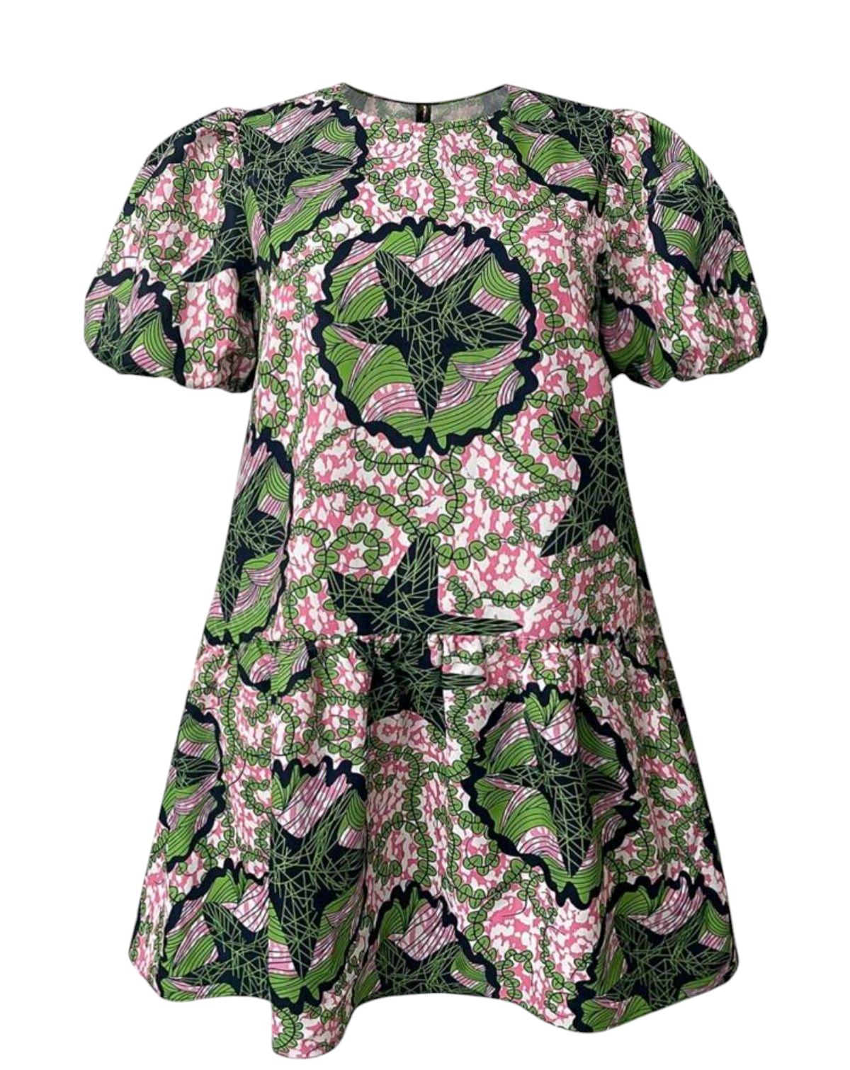 Vestido manga globo estampado