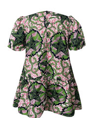 Vestido manga globo estampado