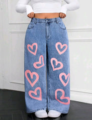 Jean ancho con corazones
