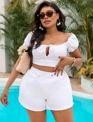 Short asimetrico blanco