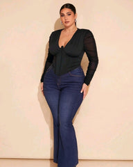 Top corset negro con mangas