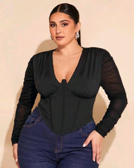 Top corset negro con mangas