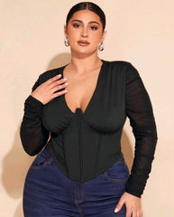 Top corset negro con mangas