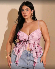 Blusa crop stretch rosa