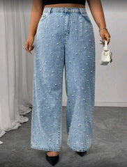 Jean ancho de perlas