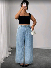 Jean ancho de perlas