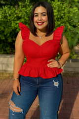Top bustier stretch rojo