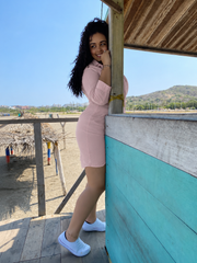 Vestido talego mango light palo de rosa