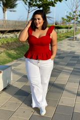 Top bustier stretch rojo