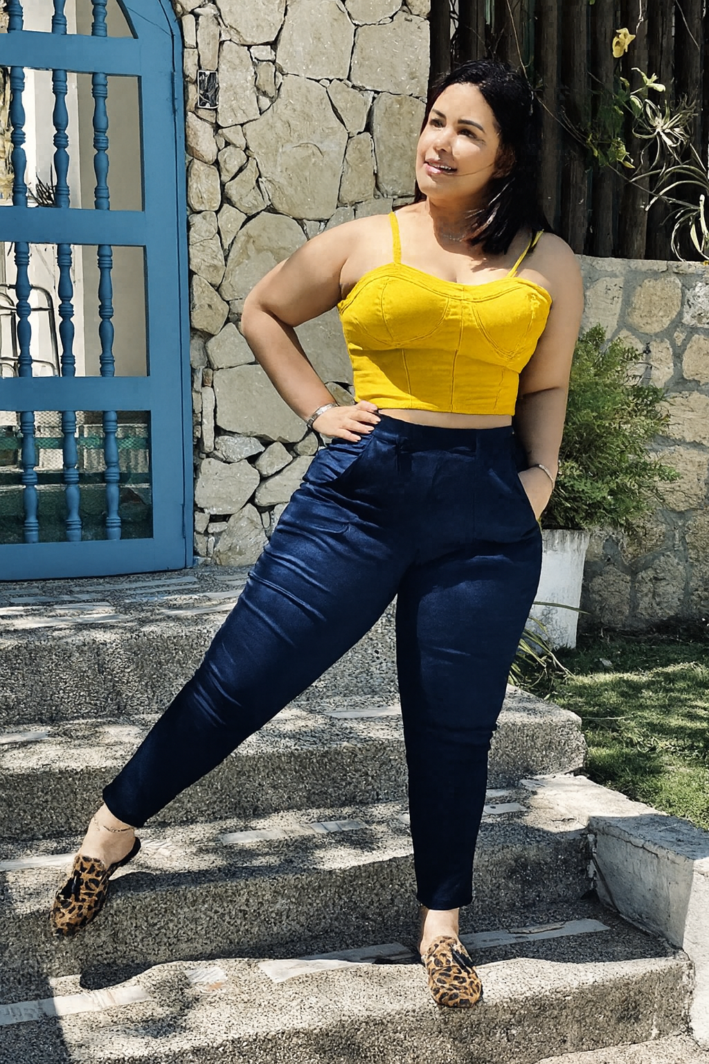 Pantalón Azul Moldeador con control de abdomen skinny stretch